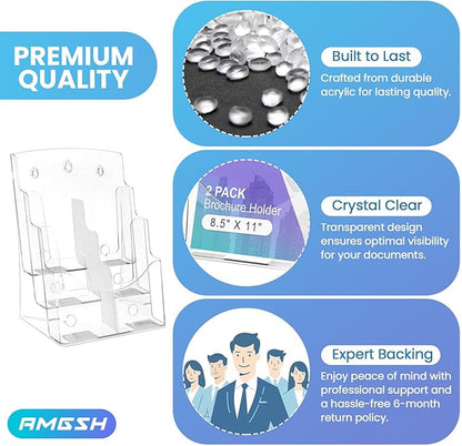 AMGSH 2 Pack 3 Tier Brochure Holder 8.5” x 11” - Image 5