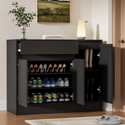 Shoe Cabinet Storage with 3 Doors, Freestanding Shoe Cabinet with Drawer & by Housoul