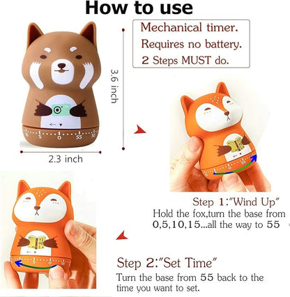 NUOSWEK Mechanical Kitchen Timer, Cute Animal Timer - Image 2