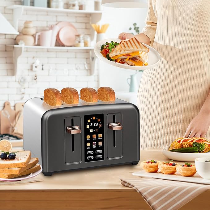 SEEDEEM Toaster 4 Slice, Stainless Toaster & Touch Control, LCD Display - Image 6