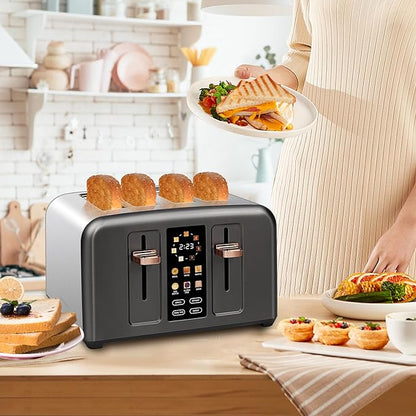 SEEDEEM Toaster 4 Slice, Stainless Toaster & Touch Control, LCD Display - Image 6