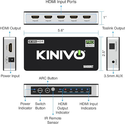 Kinivo HDMI Switch with Audio Extractor 560BNT - Image 9