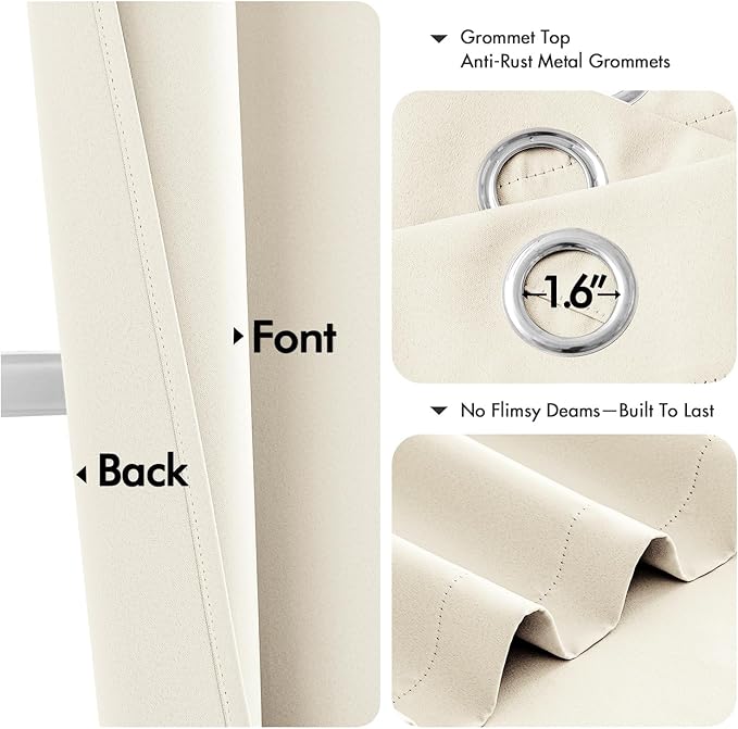 MIULEE Birch Blackout Curtains for Bedroom Living Room 84 Inches Long 2 Panels - Image 4