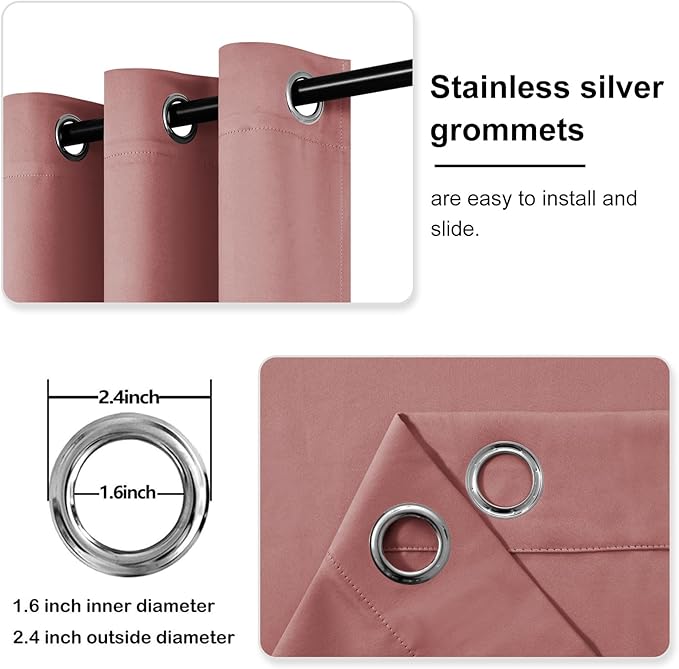 DWCN Rose Blackout Curtains for Living Room, Solid Thermal Room Drakening - Image 4