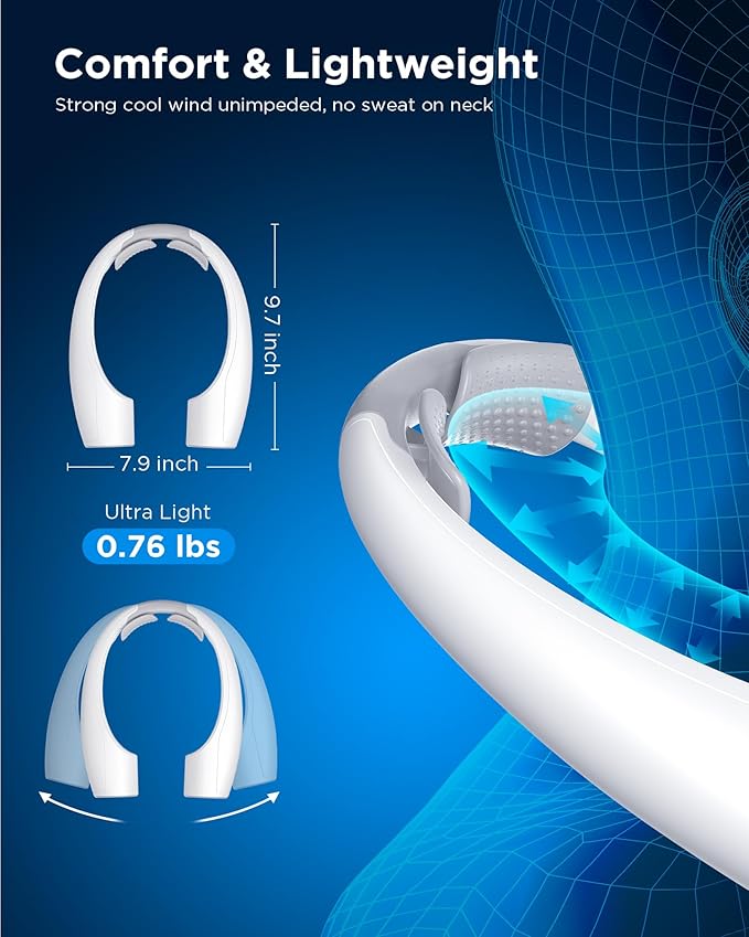 AI Neck Fan, 4 Speeds Adjustable Portable Personal Fan Rechargeable, 4000 mAh - Image 3