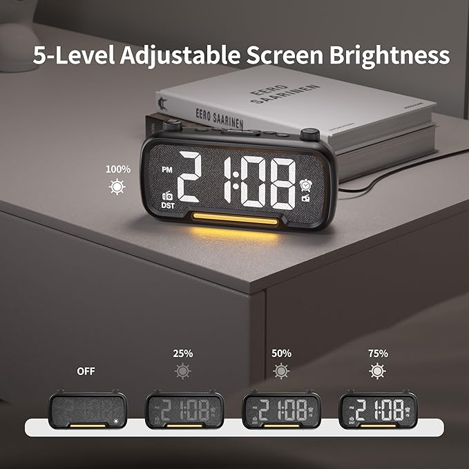 OnLyee 5-in-1 Alarm Clock Radio – FM Radio, Hi-Fi Speaker Sound, Auto-Off Timer - Image 7
