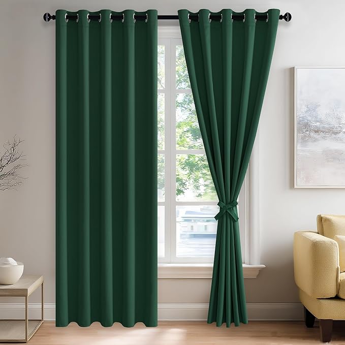 JIUZHEN Forest Green Blackout Curtains by JIUZHEN