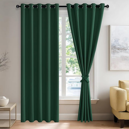 JIUZHEN Forest Green Blackout Curtains by JIUZHEN