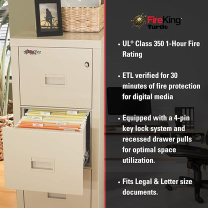 FireKing Turtle Vertical 4 Drawer Legal and Letter Fire Safe File Cabinet - Image 4