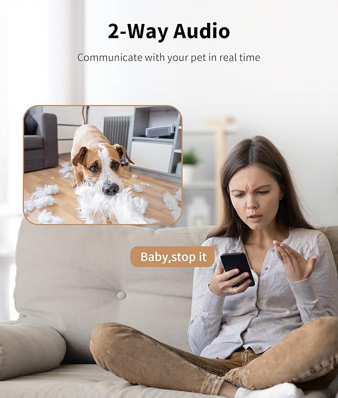 2K Pet Camera Treat Dispenser, 360°View Dog Camera - Image 5