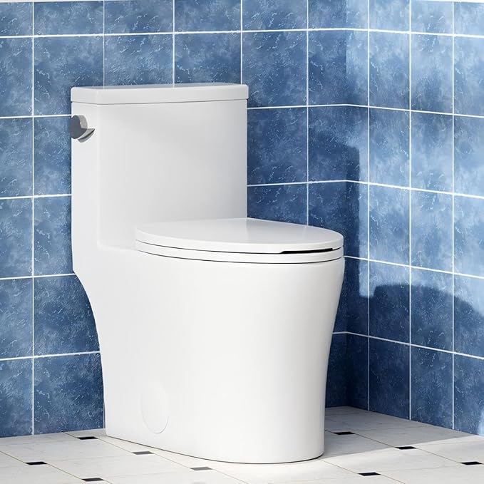 One-Piece Toilet for Bathroom, Comfort Height 16", Elongated by Unknown
