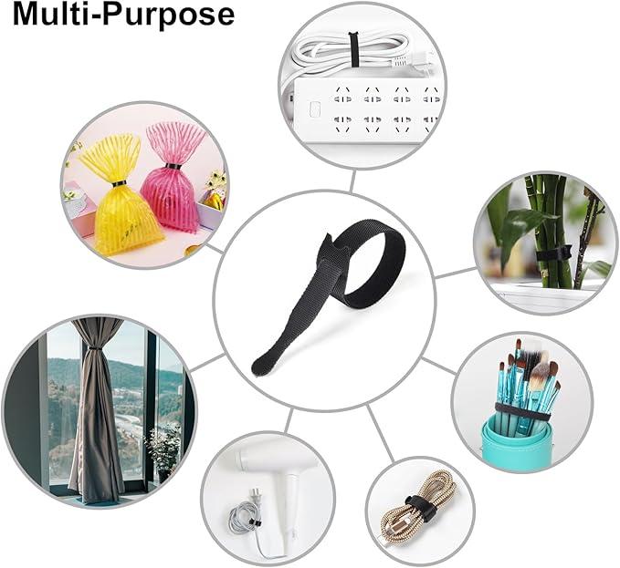 OneLeaf 110PCS Reusable Cable Ties, Adjustable 8-inch Cord Organizer Ties - Image 5