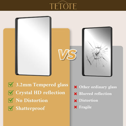 Black Bathroom Mirror 20 x 30 Inch Matte Black Bathroom Mirrors, Tempered Glass, Modern Farmhouse Wall Mounted Mirror for Decorative(Horizontal/Vertical)