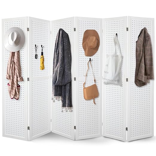 Babion 6 Panel Pegboard Display, Freestanding Folding Privacy Screens by BabionDecorateYourhome