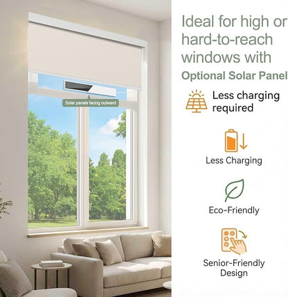 Motorized Blinds with Remote Window Roller Shade Wireless Rechargeable Motor - Image 4