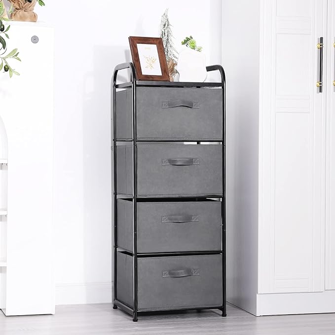 MAX Houser 4 Drawer Fabric Dresser Tall Storage Tower, Dresser Chest - Image 7