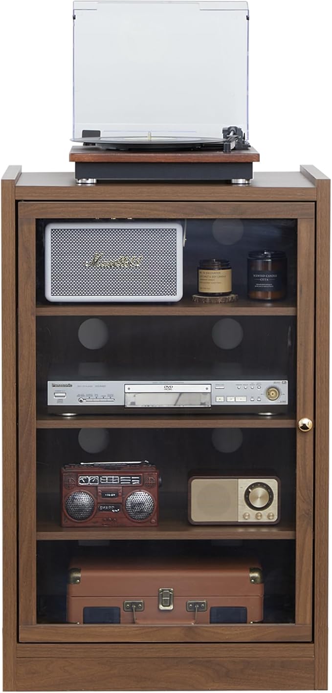 Walnut 5-Tier AV Media Shelf Storage Cabinet - Image 8