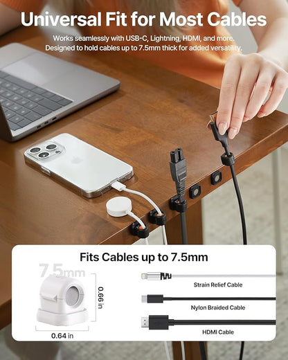 6 Pack Sinjimoru Magnetic Cable Clips, Compact Size Cord Organizer & Cable - Image 3