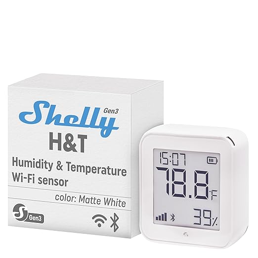 Shelly H&T Gen3 White | Wi-Fi & Bluetooth Smart Temperature & Humidity Sensor by Shelly