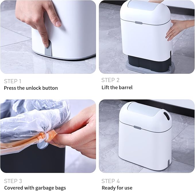 ELPHECO Bathroom Trash Can, 2.5 Gallon Motion Sensor Waterproof Trash Bin - Image 7