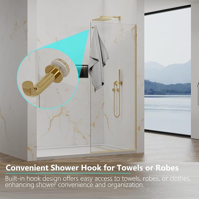 Shower Screen, 3/8" Tempered Glass, Shower Wall Panels, Fix Shower Glass Screen - Image 4