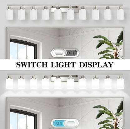 DIKAIDA 10-Light Bathroom Vanity Light Brushed Nickel, 64.5in Vanity Lights - Image 5