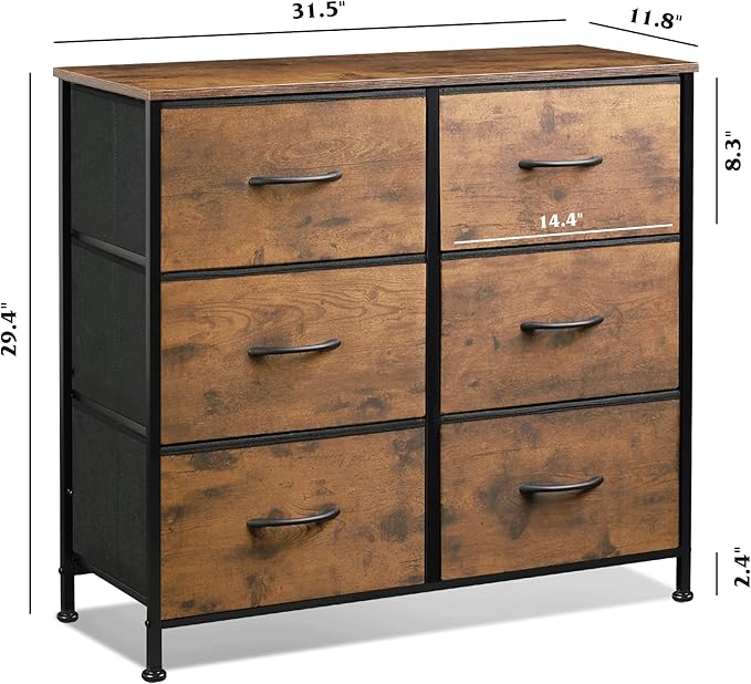 WLIVE 6 Drawer Dresser for Bedroom, Fabric Double Dresser, Storage Tower - Image 3
