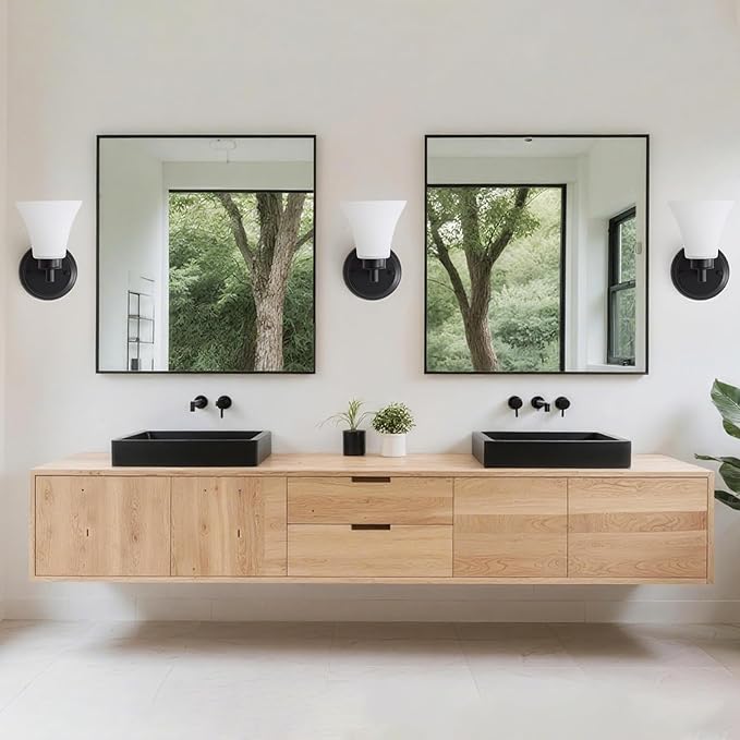 LOUSACE 2 Pack 1-Light Bathroom Vanity Lights Black Vintage Bathroom Lighting - Image 3
