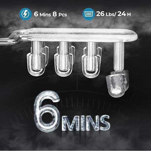 Countertop Ice Maker, 26 lbs/Day ice Production, 2 Sizes, 8 ice Cubes in 6 - Image 4