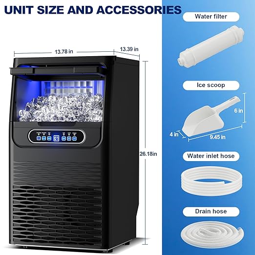Ice Maker Countertop with Handle, 88lbs Per Day, Auto-Cleaning, Portable Sonic - Image 5