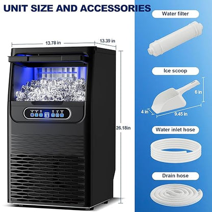 Ice Maker Countertop with Handle, 88lbs Per Day, Auto-Cleaning, Portable Sonic - Image 5