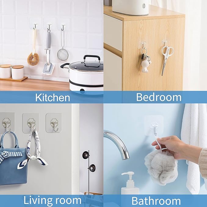 Wall Hooks - 33 lbs Max, Transparent, Waterproof & Oilproof, Heavy Duty - Image 3