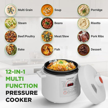 NutriChef Electric Pressure Cooker 6 Quart Capacity | 9 Function Digital - Image 2