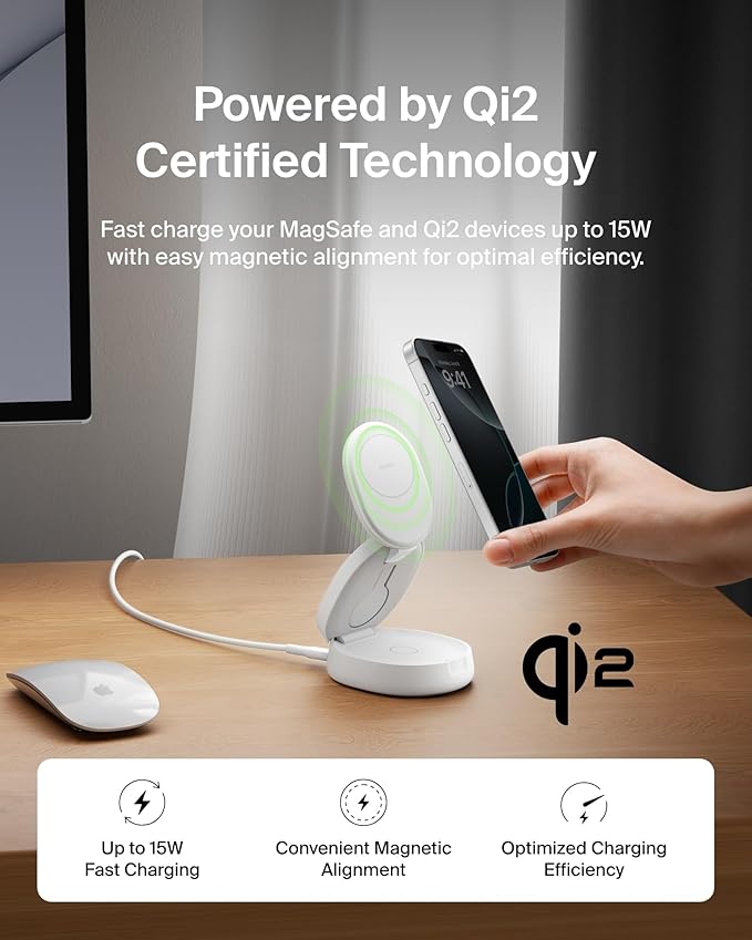 Belkin MagSafe Charger Compatible, 3-in-1 Qi2 15W Wireless Charging Station - Image 4