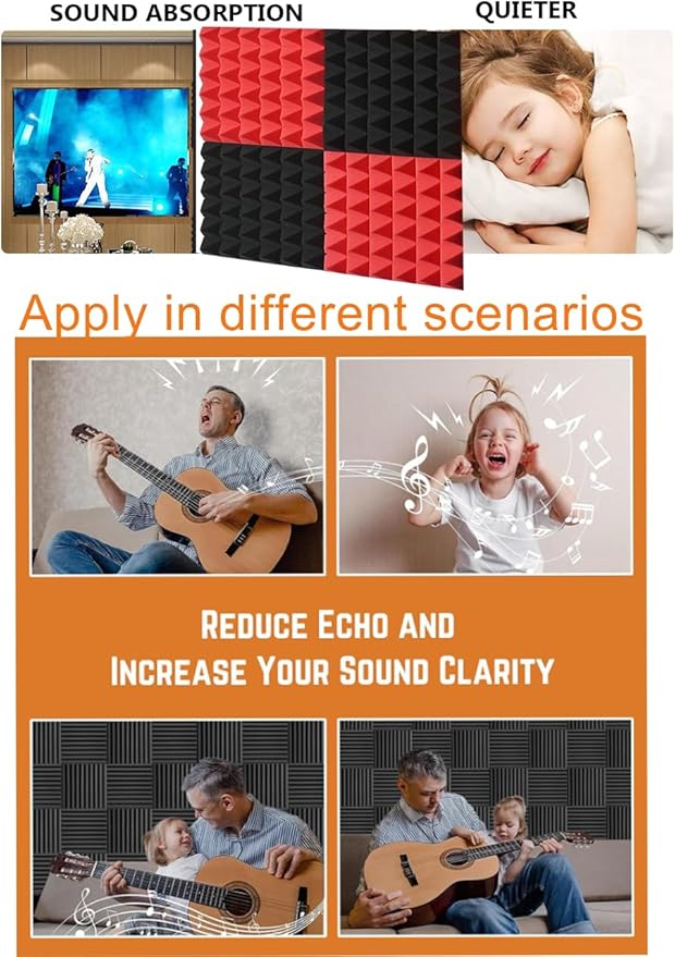 Acoustic Foams Panels 24 Pack 2" x 12"x 12" Sound Proof Foam Panels - Image 4