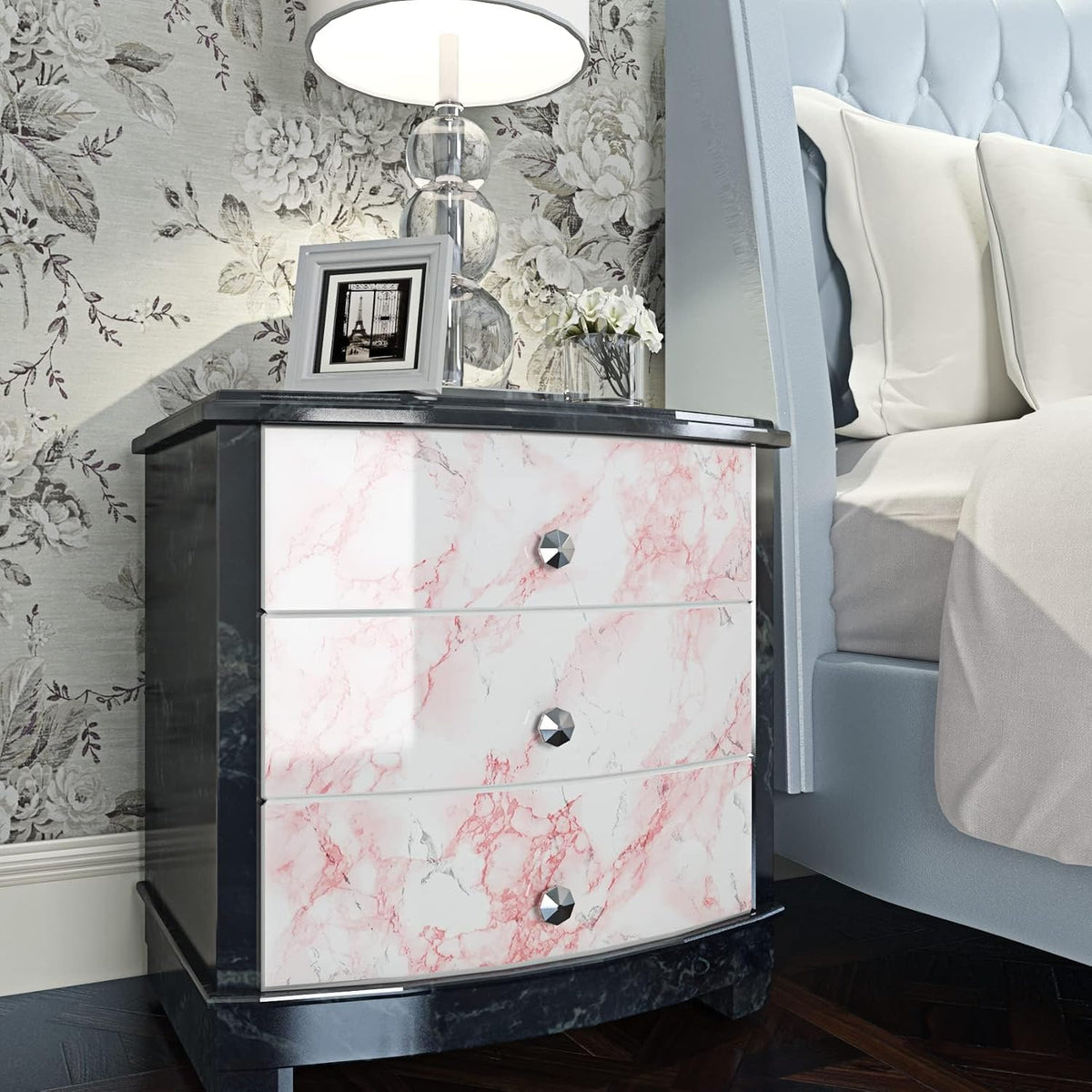 Livelynine 24x197 Marble Contact Paper Peel and Stick Countertops Waterproof Hot Pink Marble Wallpaper for Walls Bedroom Shower Bathroom Wall Paper Decor Kitchen Vinyl Wrap Shelves Counter Desk Cover