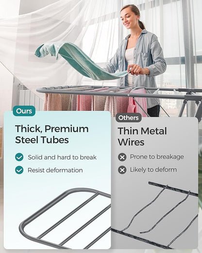 SONGMICS Clothes Drying Rack, Foldable 2-Level Laundry Drying Rack, - Image 7
