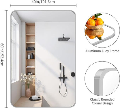 FORBATH 60x40 Inch Silver Bathroom Mirror - Image 8