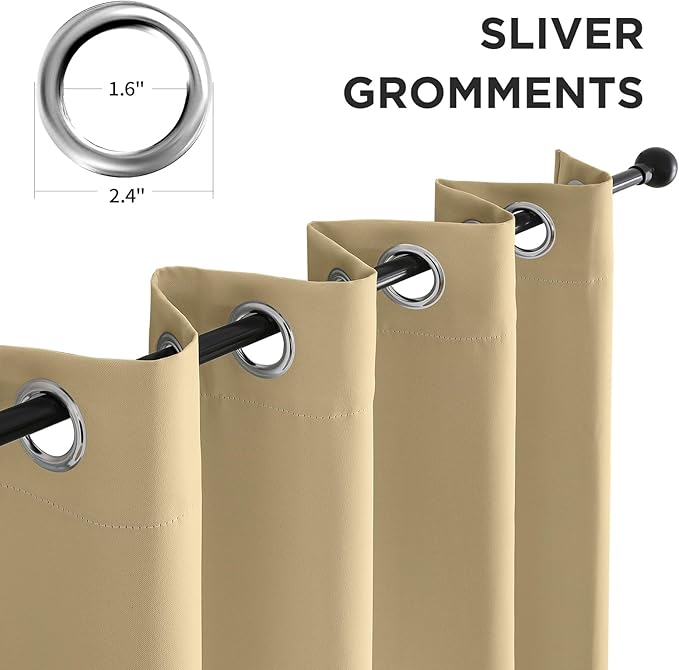 CUCRAF Beige Blackout Curtains 84 Inches Long, Thermal Insulated Noise Reducing - Image 2