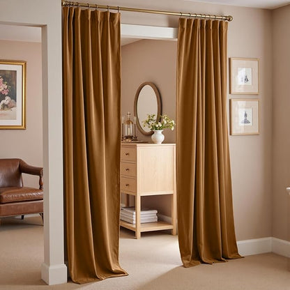 Lazzzy Gold Brown Blackout Velvet Curtains 84 Inch Long Thermal Insulated Room - Image 8