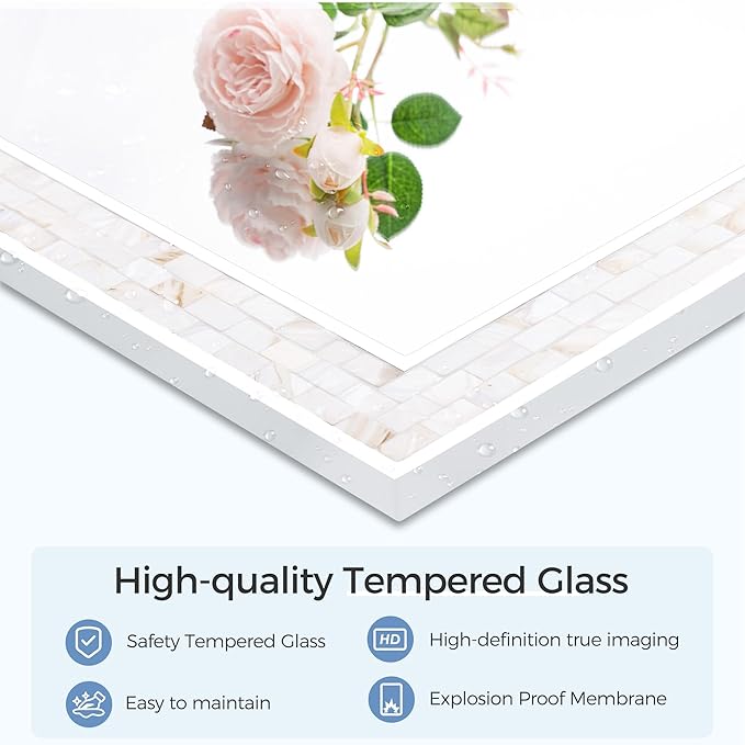 Tanmicoshomy 30 x 48 Inch White Bathroom Mirror, Natural Shell Framed - Image 2