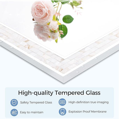 Tanmicoshomy 30 x 48 Inch White Bathroom Mirror, Natural Shell Framed - Image 2
