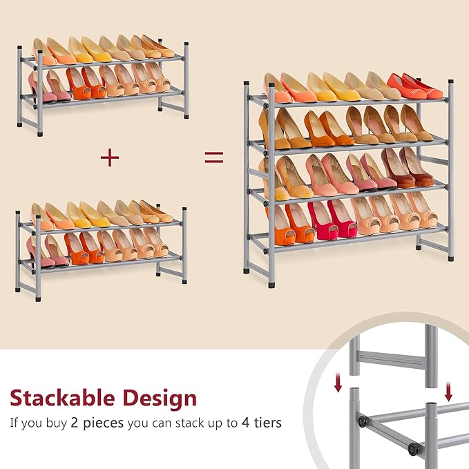 Tajsoon 2 Tier Expandable Shoe Rack - Image 6