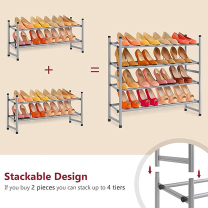Tajsoon 2 Tier Expandable Shoe Rack - Image 6