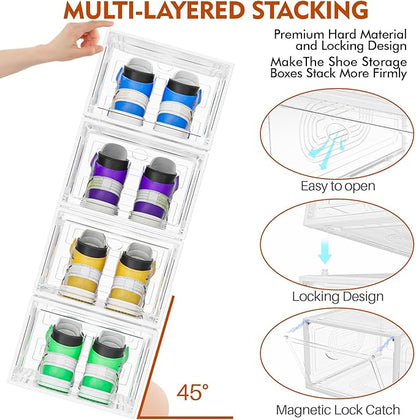 10 Pack Thicken Shoe Organizer Stackable, Upgraded Sturdy Shoe Storage Box - Image 4