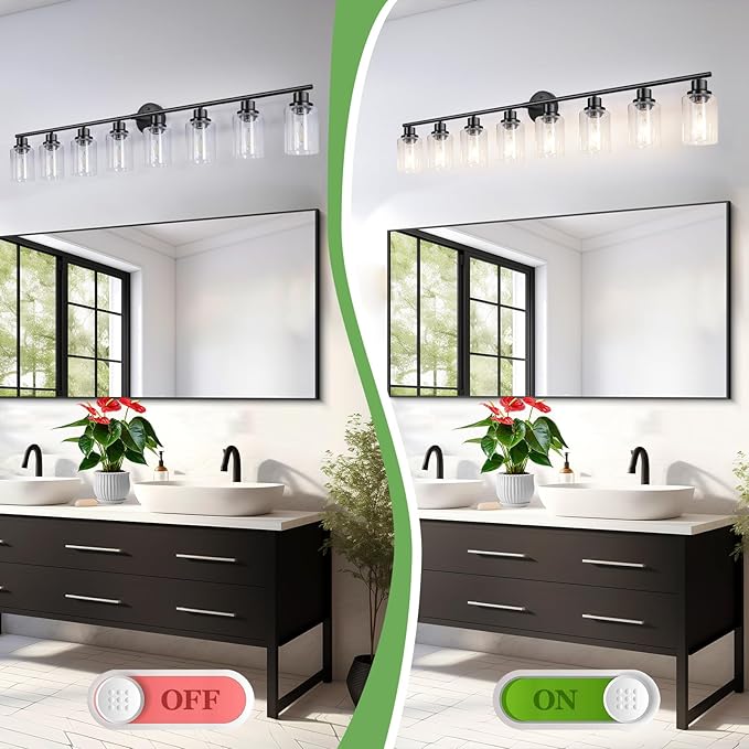 Guliaofo 8-Light Black Vanity Lights, Modern Bathroom Light Fixtures - Image 5