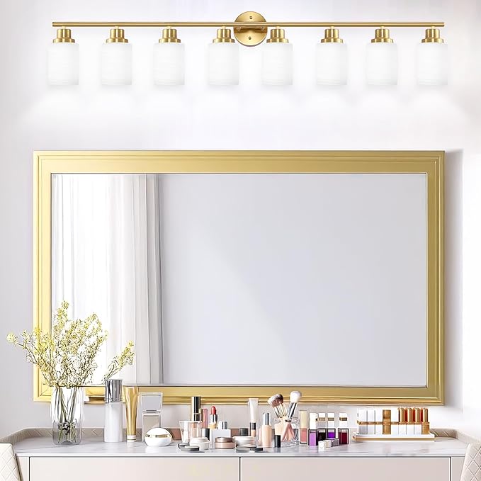 Guliaofo 8-Light Vanity Lights, Brushed Gold Bathroom Light Fixture - Image 7