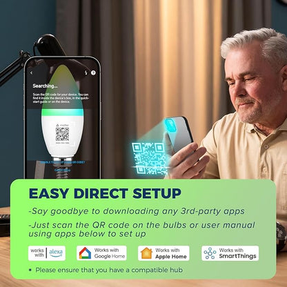 Lightinginside Matter Candelabra Smart Light Bulbs 60W Equivalent, Candle E12 - Image 3