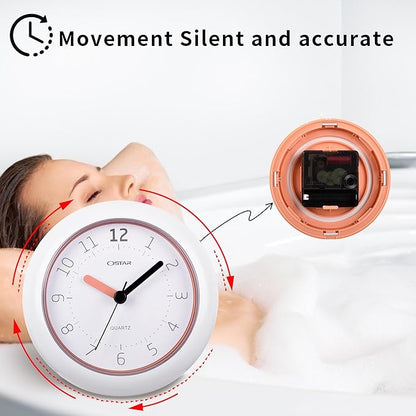 OSTAR Waterproof Bathroom Shower Clock, Analog Quartz Clock Hanging Stand Dual - Image 8