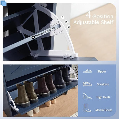 Shoe Storage Cabinet, Farmhouse Shoe Organizer - Image 6